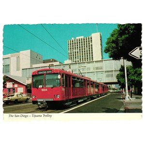 Vintage Postcard New San Diego Tijuana Trolley MG 399 Boarder Travel USA Mexico